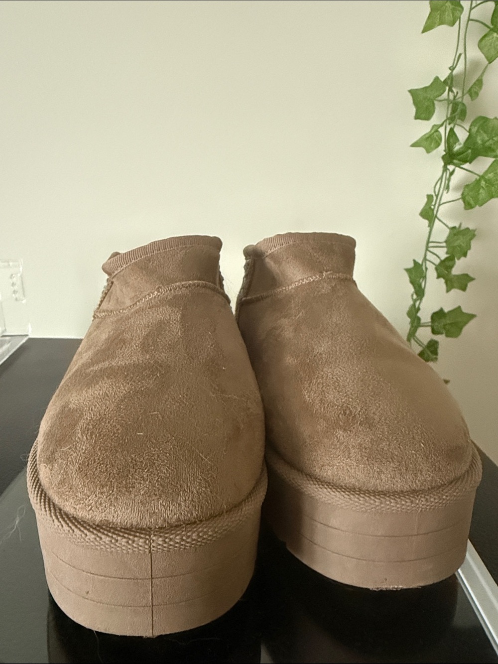 Women's Platform Slip-On Suede Mules - Brown